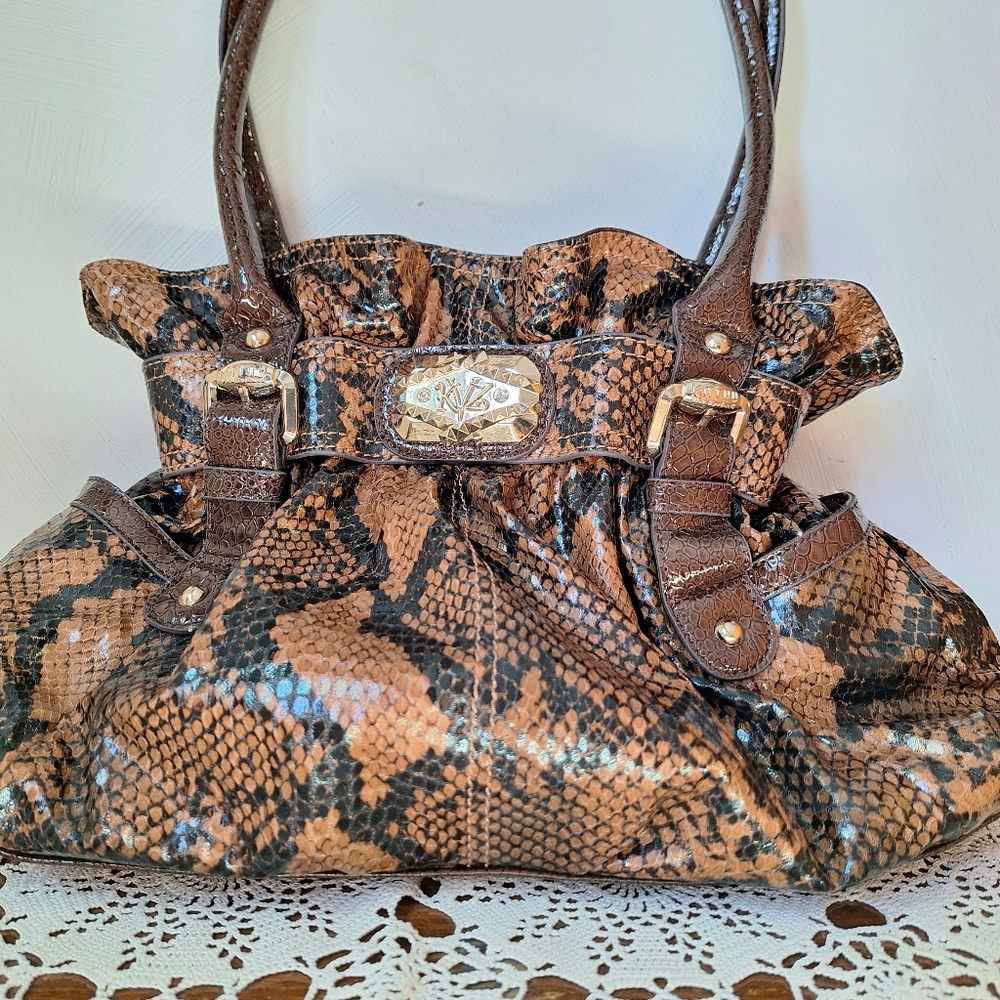 Kathy Van Zeeland Brown Faux Snake Skin Shoulder Bag, NWOT - Picture 4 of 16